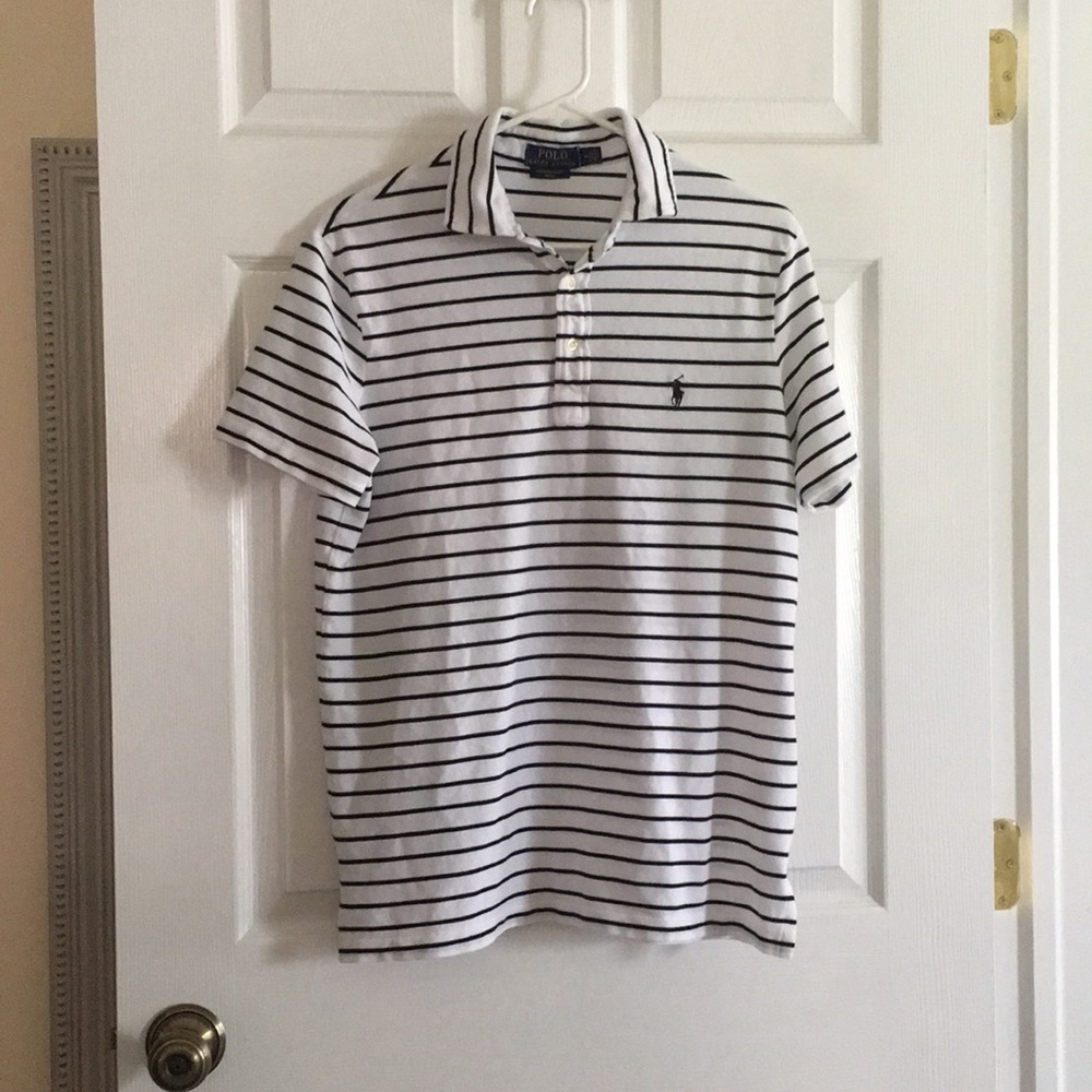 Black and white stripe Polo by Ralph Lauren